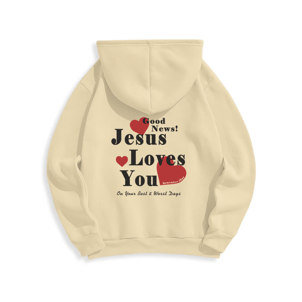 Christianartworkshop Jesus Loves You Good News Fleece Pullover Hoodie - image 1