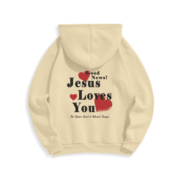 Christianartworkshop Jesus Loves You Good News Fleece Pullover Hoodie - image 1