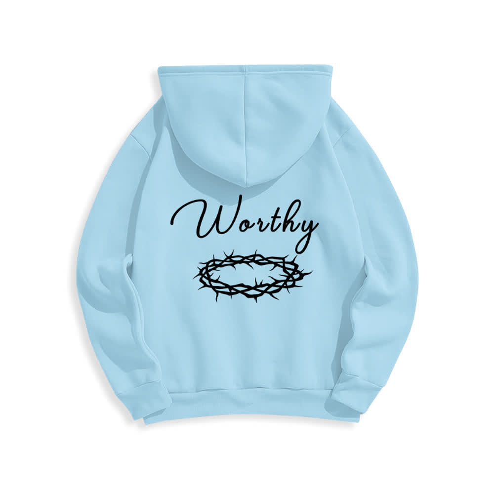 Christianartworkshop Jesus Is Worthy Gold Print Chocolate Brown Pullover Hoodie - image 22
