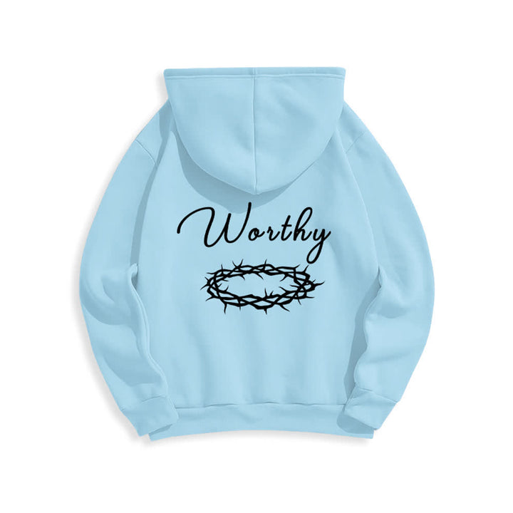 Christianartworkshop Jesus Is Worthy Gold Print Chocolate Brown Pullover Hoodie - image 22