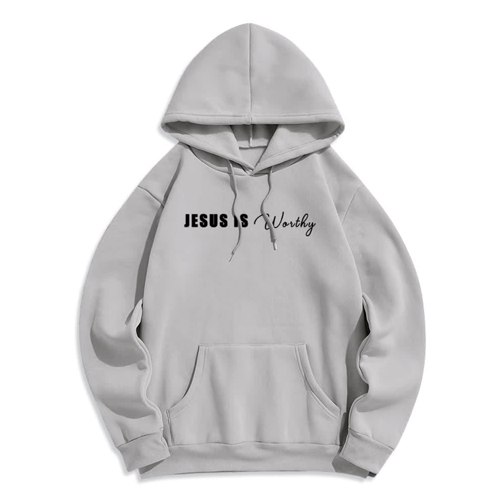 Christianartworkshop Jesus Is Worthy Gold Print Chocolate Brown Pullover Hoodie - image 14