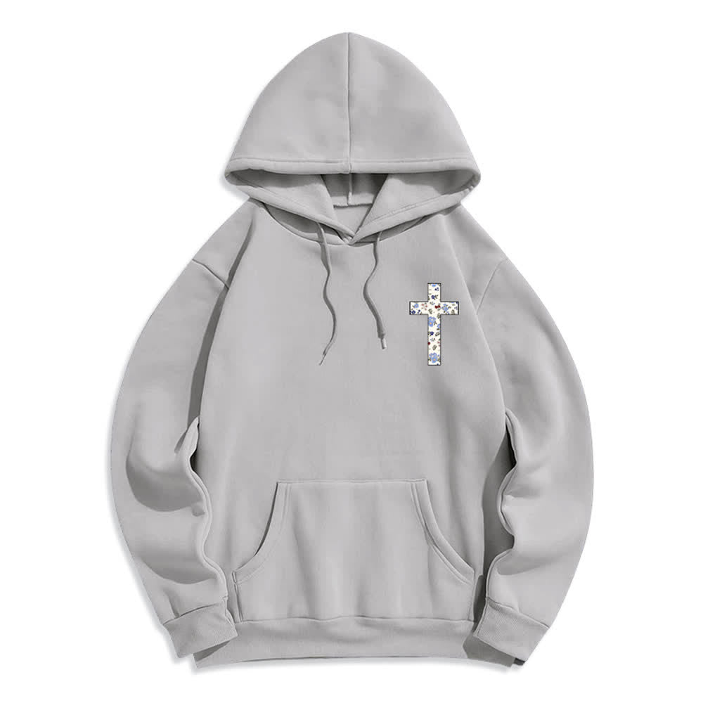 Christianartworkshop Floral Cross Patch Oversized Fleece Lined Hoodie - image 11
