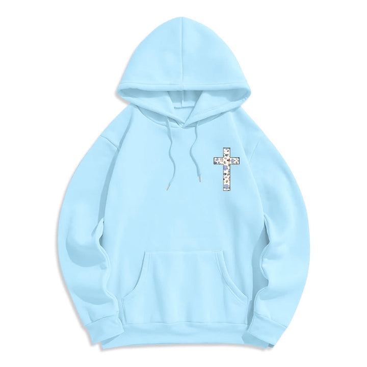 Christianartworkshop Floral Cross Patch Oversized Fleece Lined Hoodie - image 20