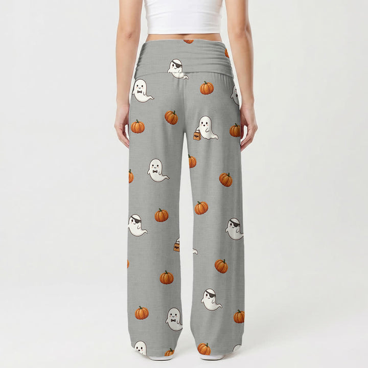 Christianartworkshop Ghost Pumpkin Cross Cozy Lounge Women’s Wide Leg Pants - image 2
