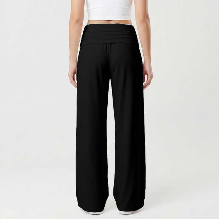 Christianartworkshop Graceful Cross Line Art Black Soft Draped Womens Wide Leg Pants - image 2