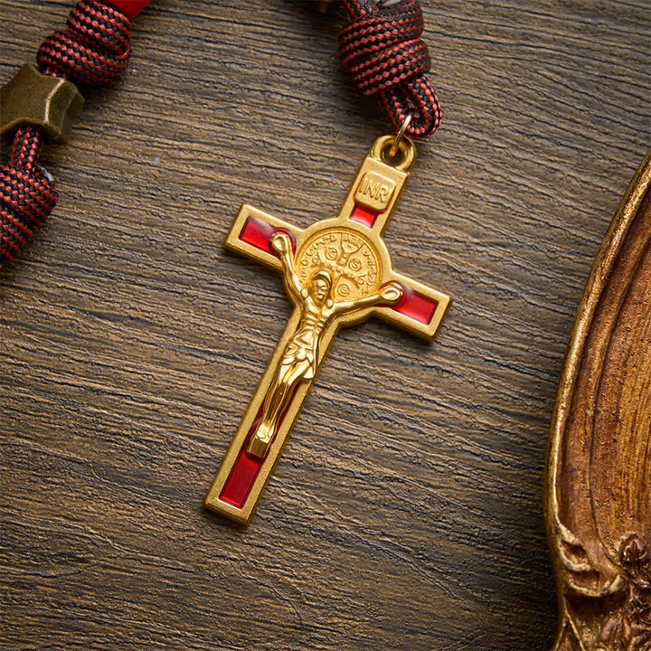 Christianartworkshop Christmas‑Toned Bead‑Cord Rosary With Holy Spirit Medallion: Emblem of Warm Heavenly Grace - image 8