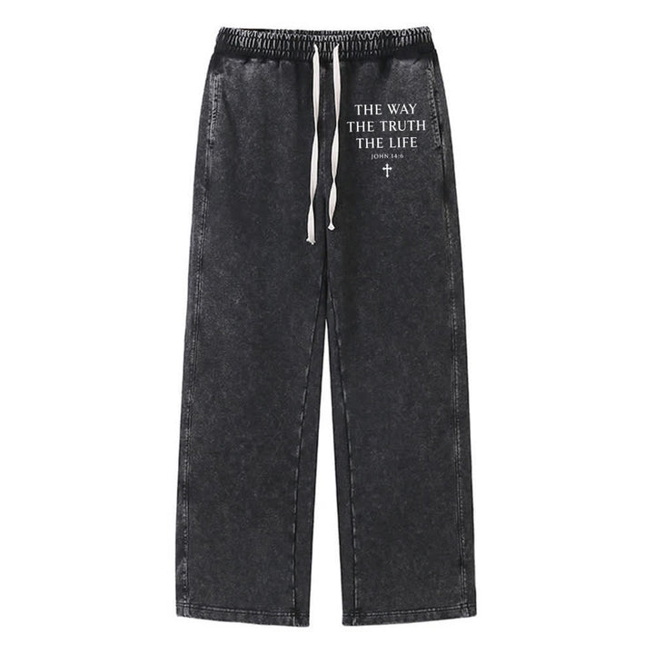 Christianartworkshop The Way The Truth The Life Washed Sweatpants - Black - 2XL - image 6