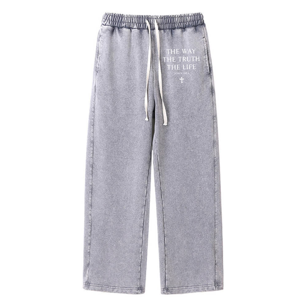 Christianartworkshop The Way The Truth The Life Washed Sweatpants - Grey - 2XL - image 9