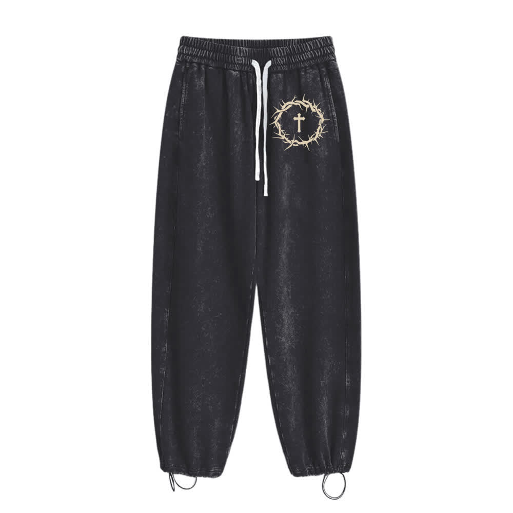 Christianartworkshop Thorn Cross Relaxed Fit Washed Sweatpants - image 5