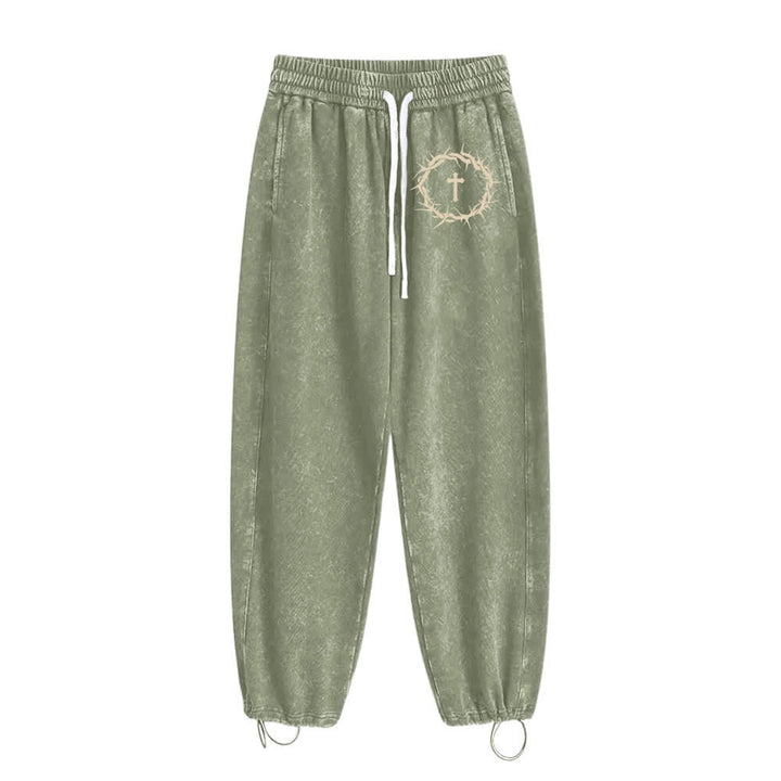 Christianartworkshop Thorn Cross Relaxed Fit Washed Sweatpants - image 8