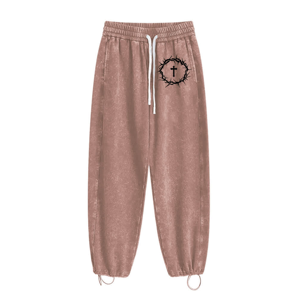 Christianartworkshop Thorn Cross Relaxed Fit Washed Sweatpants - image 16