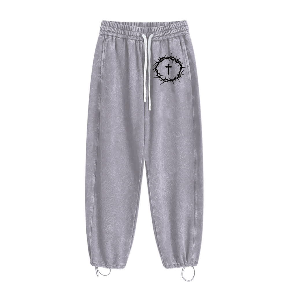 Christianartworkshop Thorn Cross Relaxed Fit Washed Sweatpants - image 11