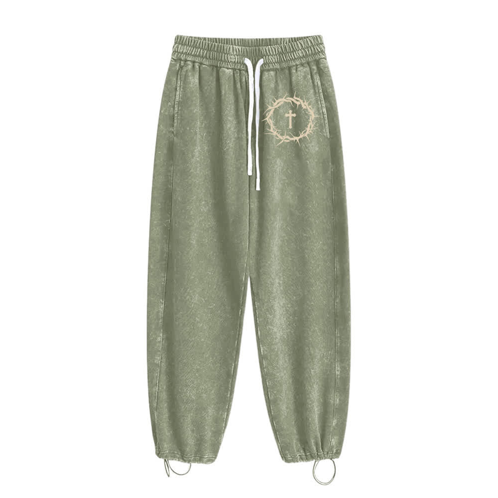 Christianartworkshop Thorn Cross Relaxed Fit Washed Sweatpants - image 10