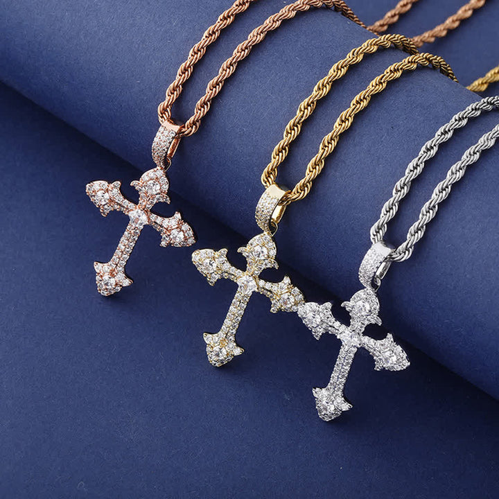 Christianartworkshop Sparkling Pavé‑Set Cross Pendant Necklace: Token Of Noble Divine Shelter - image 4