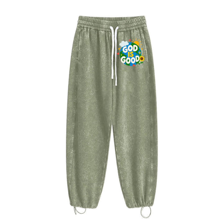 Christianartworkshop God Is Good Sunflower Statement Washed Sweatpants - image 2