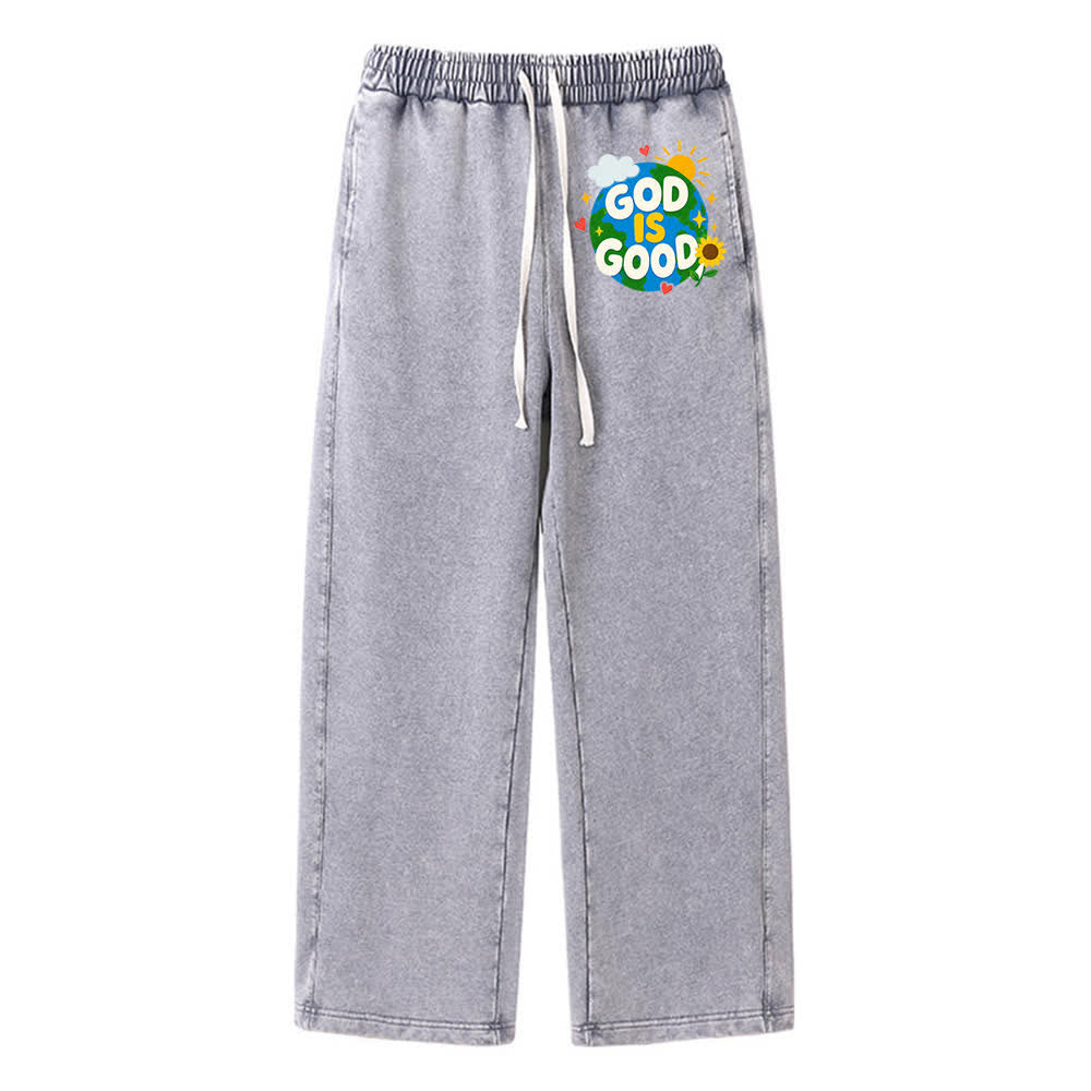 Christianartworkshop God Is Good Sunflower Statement Washed Sweatpants - Grey - 2XL - image 6