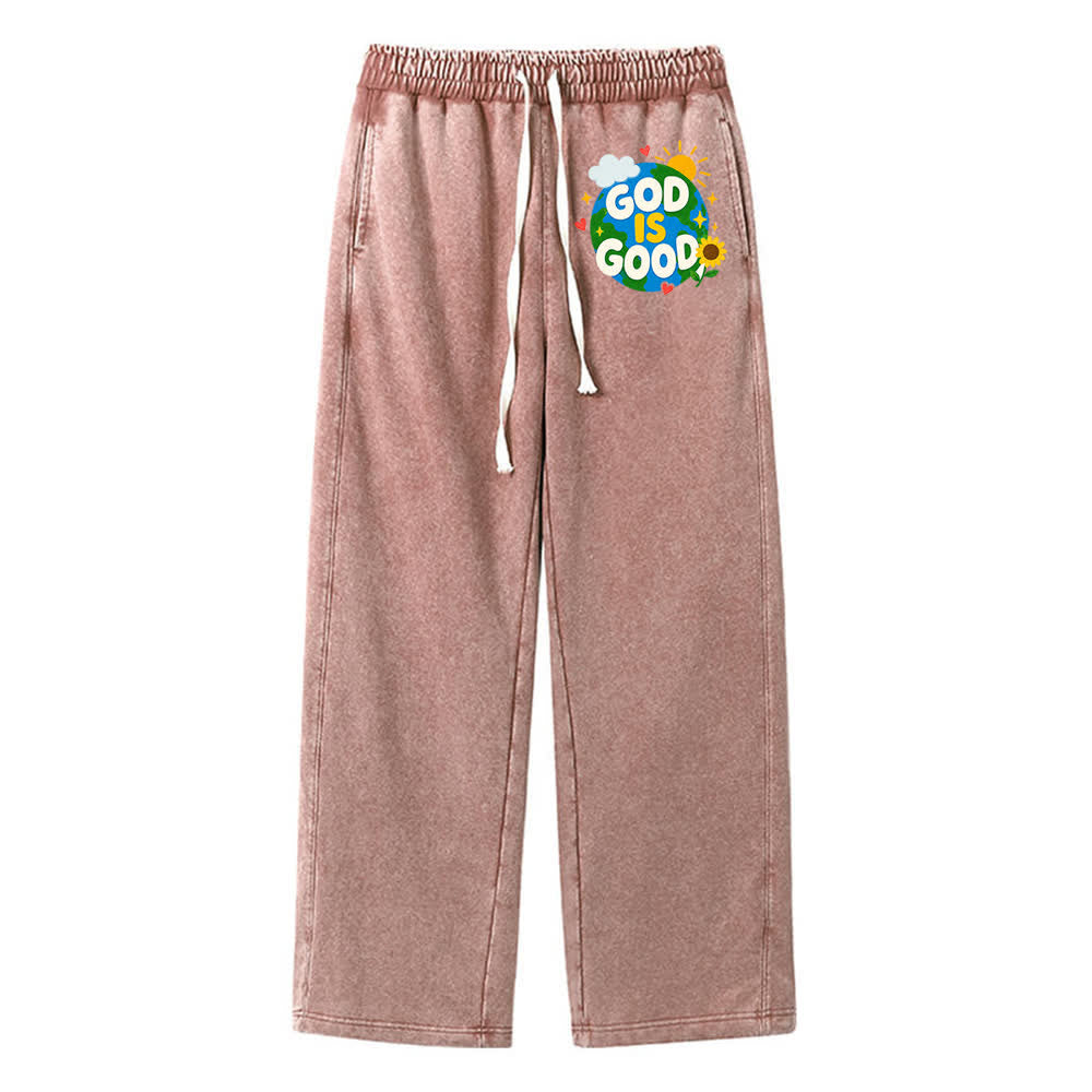 Christianartworkshop God Is Good Sunflower Statement Washed Sweatpants - Brown - 2XL - image 9