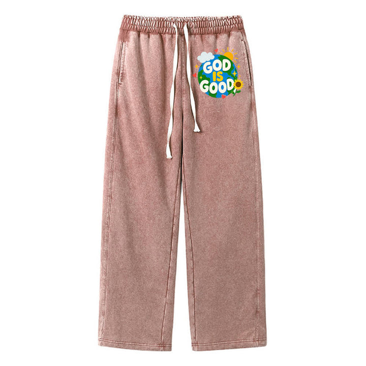 Christianartworkshop God Is Good Sunflower Statement Washed Sweatpants - Brown - 2XL - image 9