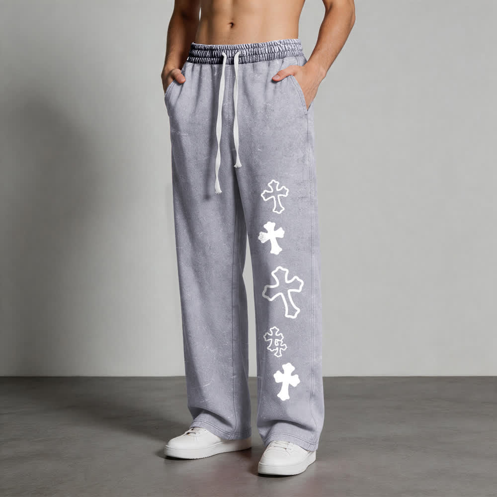 Christianartworkshop Faith Cross Vintage Street Washed Sweatpants - image 1