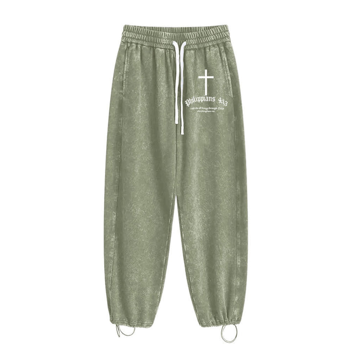 Christianartworkshop Philippians 4:13 Cross Mineral Washed Sweatpants - image 19