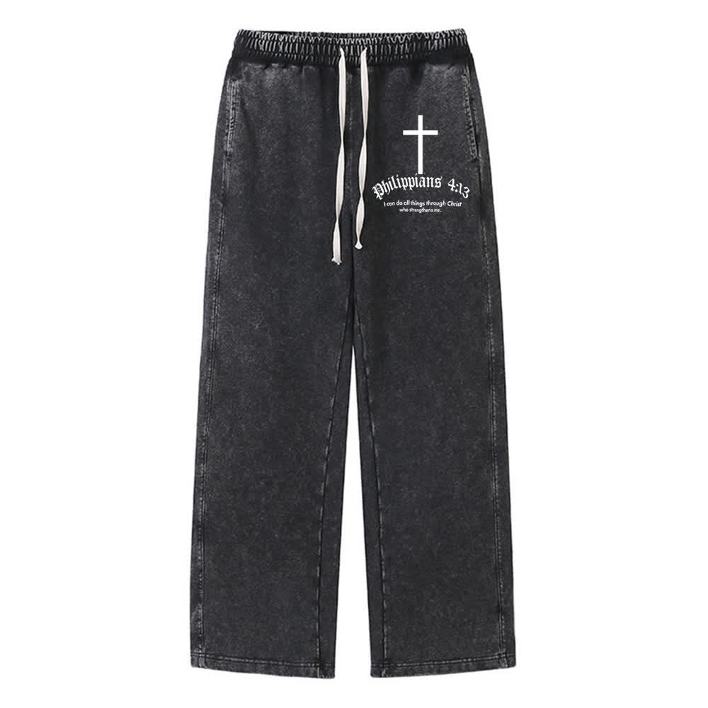 Christianartworkshop Philippians 4:13 Cross Mineral Washed Sweatpants - image 3