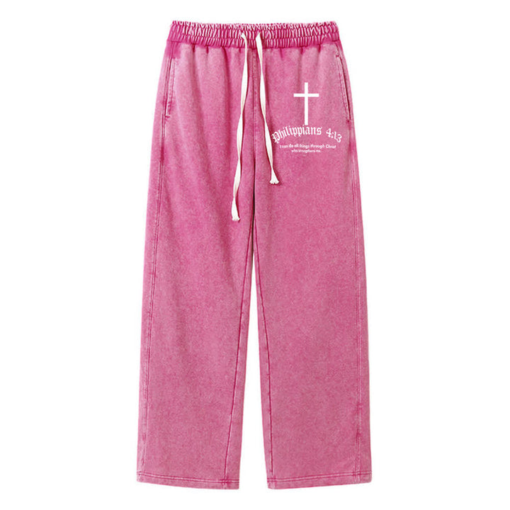 Christianartworkshop Philippians 4:13 Cross Mineral Washed Sweatpants - Rose - 2XL - image 12