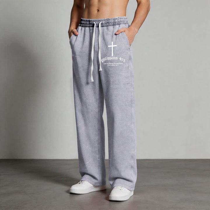 Christianartworkshop Philippians 4:13 Cross Mineral Washed Sweatpants - image 12