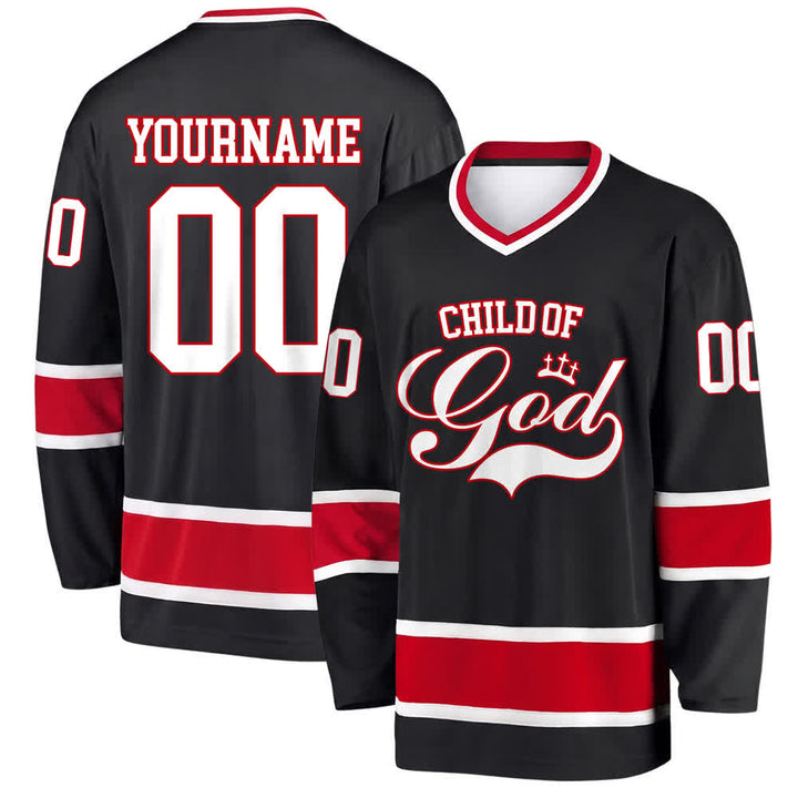 Christianartworkshop Child Of God Print Faith Statement Name & Number Customized Hockey Jersey - Black - 5XL - Name & Number Customized - image 15