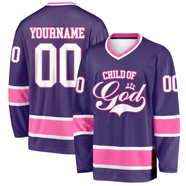 Christianartworkshop Child Of God Print Faith Statement Name & Number Customized Hockey Jersey - Purple - 5XL - Name & Number Customized - image 30