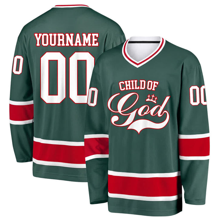 Christianartworkshop Child Of God Print Faith Statement Name & Number Customized Hockey Jersey - Army Green - 5XL - Name & Number Customized - image 20