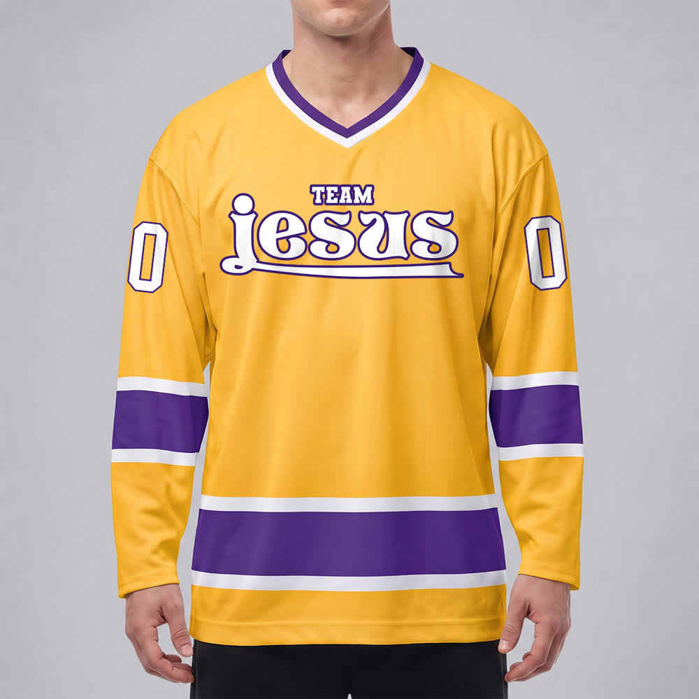 Christianartworkshop Team Jesus Faith Motif Name & Number Customized Hockey Jersey - image 18
