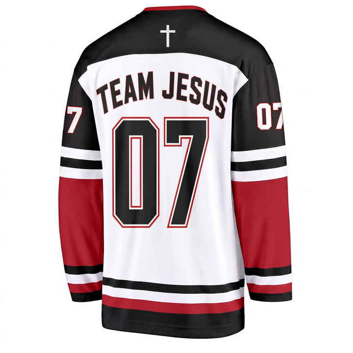 Christianartworkshop Team Jesus 07 Colorblock Long Sleeve Hockey Jersey - image 2