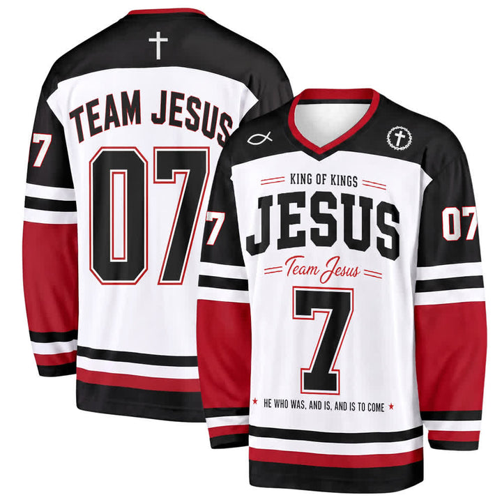 Christianartworkshop Team Jesus 07 Colorblock Long Sleeve Hockey Jersey - 5XL - image 0