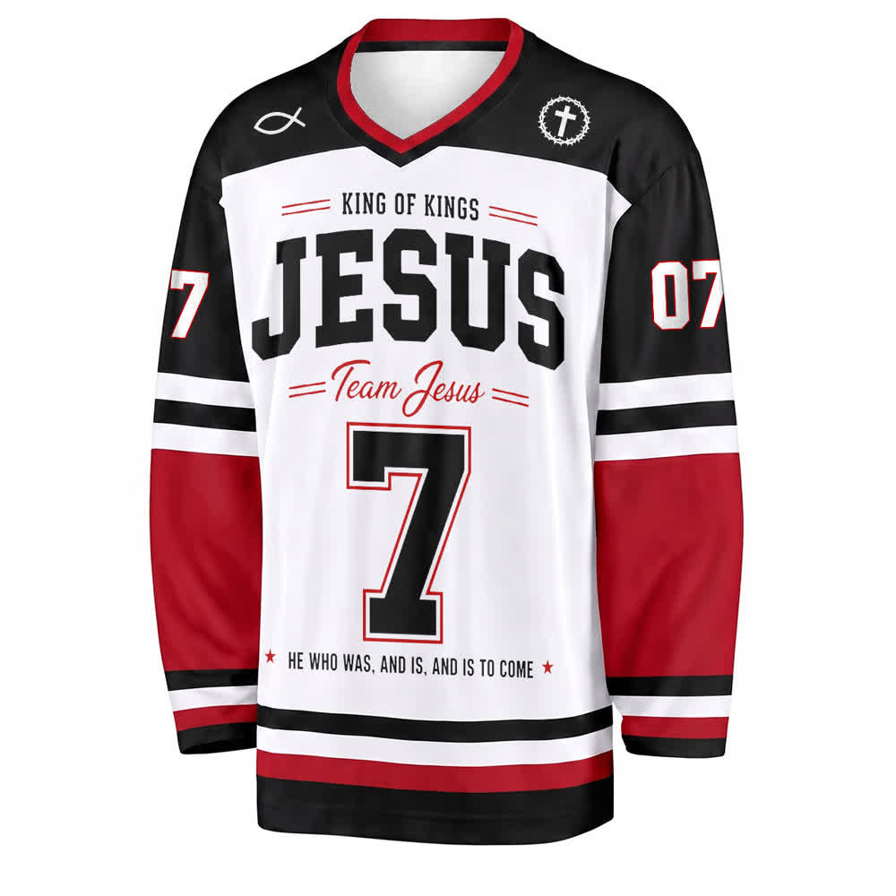 Christianartworkshop Team Jesus 07 Colorblock Long Sleeve Hockey Jersey - image 1
