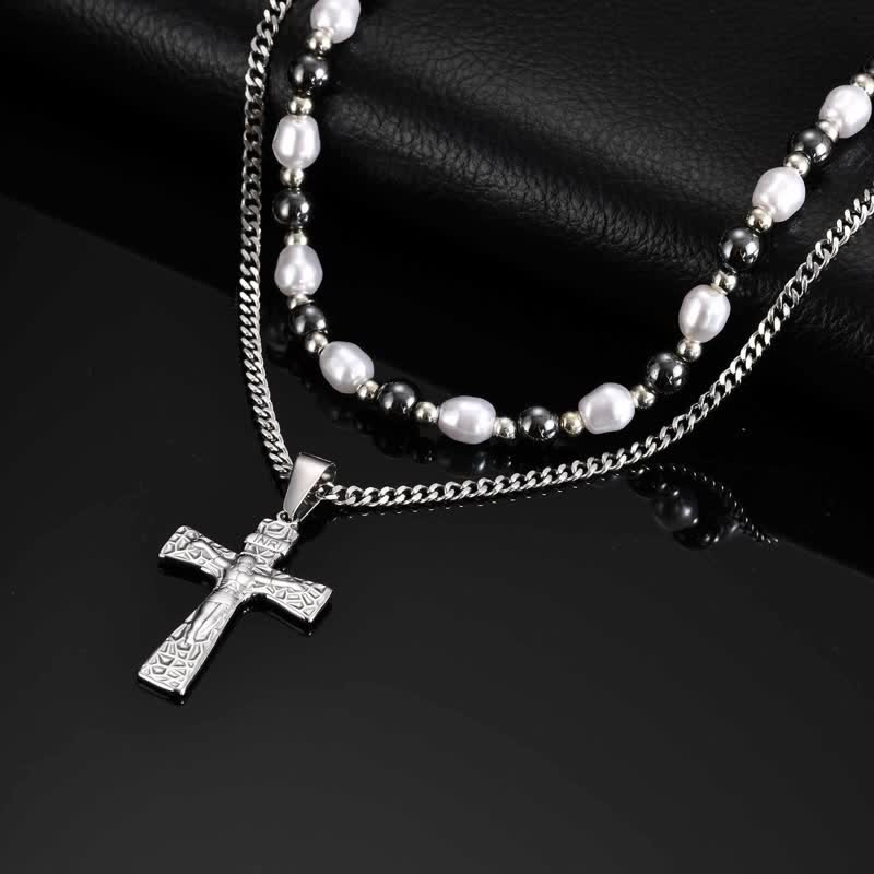Christianartworkshop Layer‑Ready Cross Crucifix Pendant Necklace Keepsake Of Quiet Sacred Resolve - Crucifix & Beaded Chain - image 4