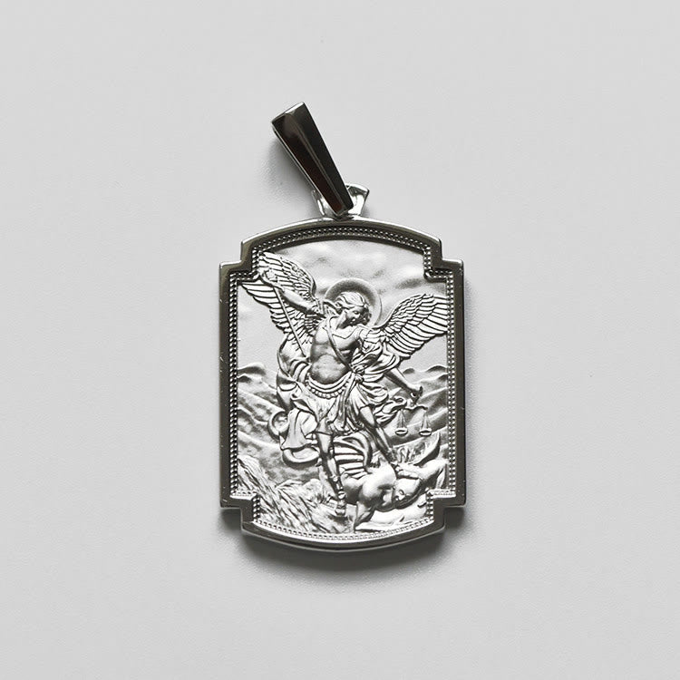 Christianartworkshop Sterling Silver St. Michael Scripture Pendant: Token of Holy Defence - 1.38''*0.98''(3.5cm*2.5cm) - image 4