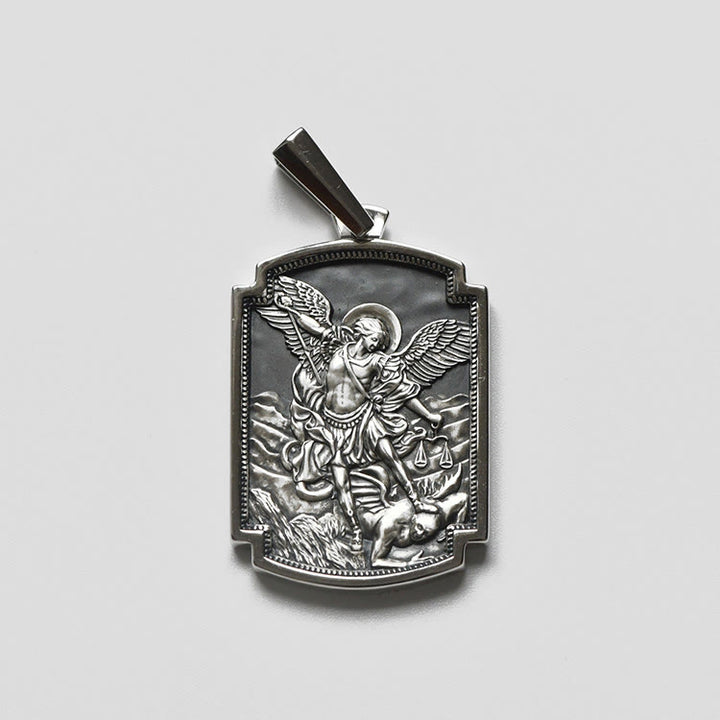 Christianartworkshop Sterling Silver St. Michael Scripture Pendant: Token of Holy Defence - 1.18''*0.87''(3cm*2.2cm) - image 3