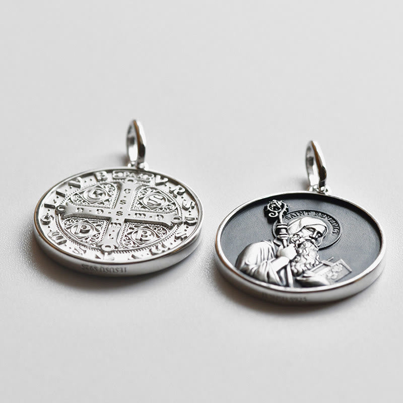 Christianartworkshop High‑Relief St. Benedict Portrait Medal Necklace: Sign Of Divine Fortification - image 3