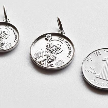 Christianartworkshop High‑Relief St. Benedict Portrait Medal Necklace: Sign Of Divine Fortification - Silver - 0.67''*0.67''(1.7cm*1.7cm) - image 4