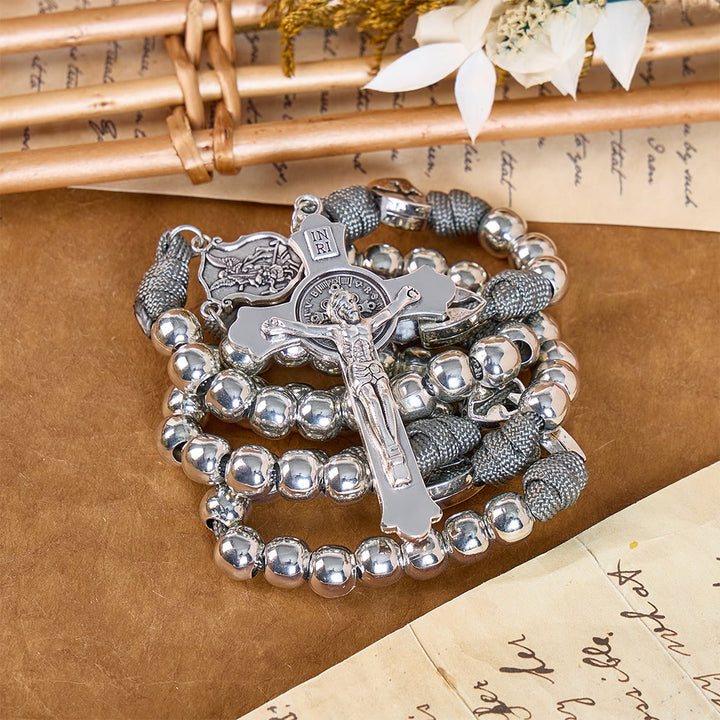 Christianartworkshop Sturdy Paracord Rosary With Sculpted Crucifix: Totem Of Abiding Divine Fortification - Grey - image 10