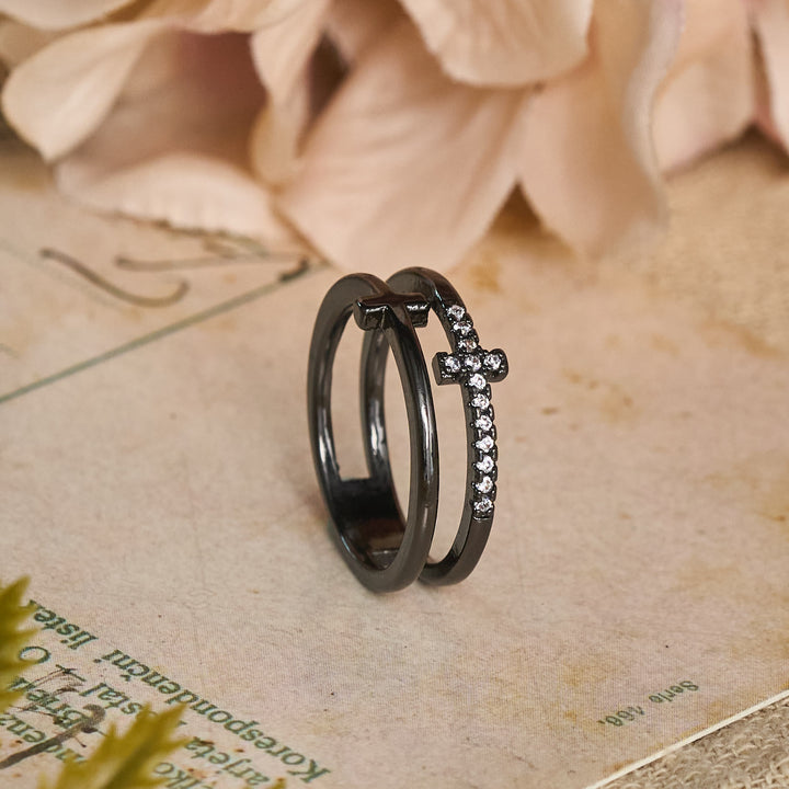 Christianartworkshop Elegant Dual Band Cross Finger Ring: Symbol Of Calm Everlasting Grace - image 9