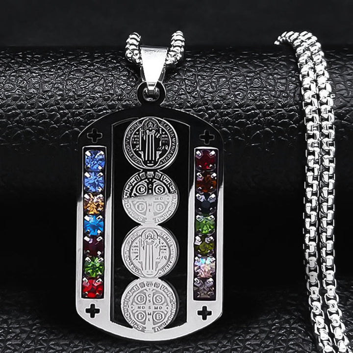 Christianartworkshop Polished St. Benedict Medallion Necklace: Token Of Soothing Daily Spiritual Calm - Silver - image 0