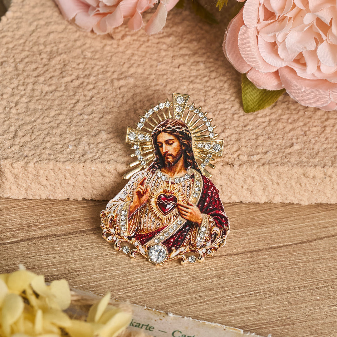 Christianartworkshop Detailed Zinc Alloy Holy Figure Brooch: Symbol Of Calm Everlasting Grace - Jesus - image 0