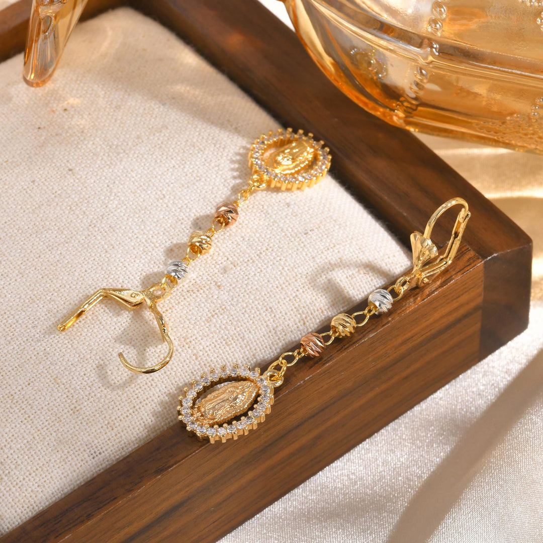 Christianartworkshop Engraved Our Lady Portrait Drop Earrings: Symbol Of Calm Everlasting Peace - image 4