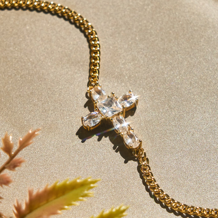Christianartworkshop Faceted Crystal Cross Statement Bracelet: Symbol Of Calm Everlasting Peace - image 5