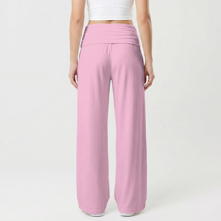 Christianartworkshop Floral Cross Foldover Waist Women's Wide Leg Pants - image 1