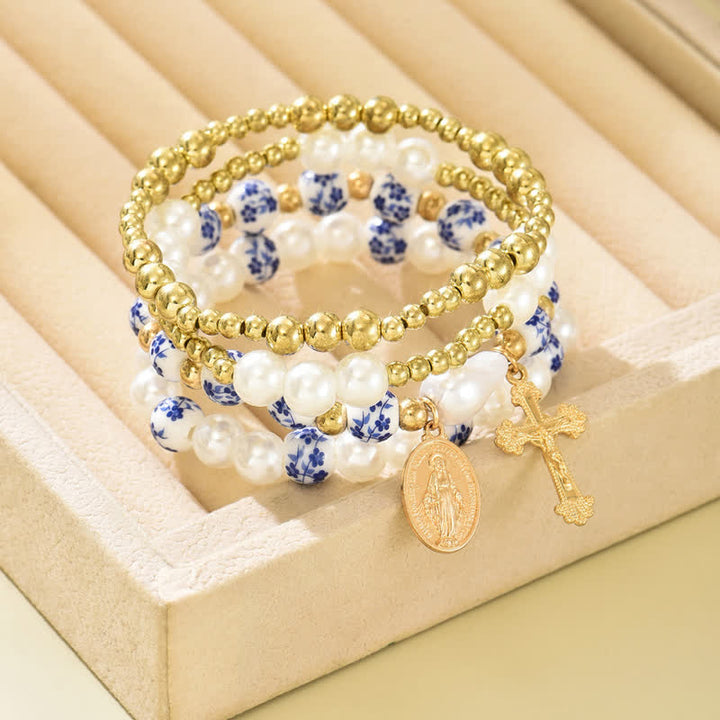 Christianartworkshop Daily Wear Layered Bead Crucifix Bracelet: Sign Of Soft Timeless Sacred Solace - image 2