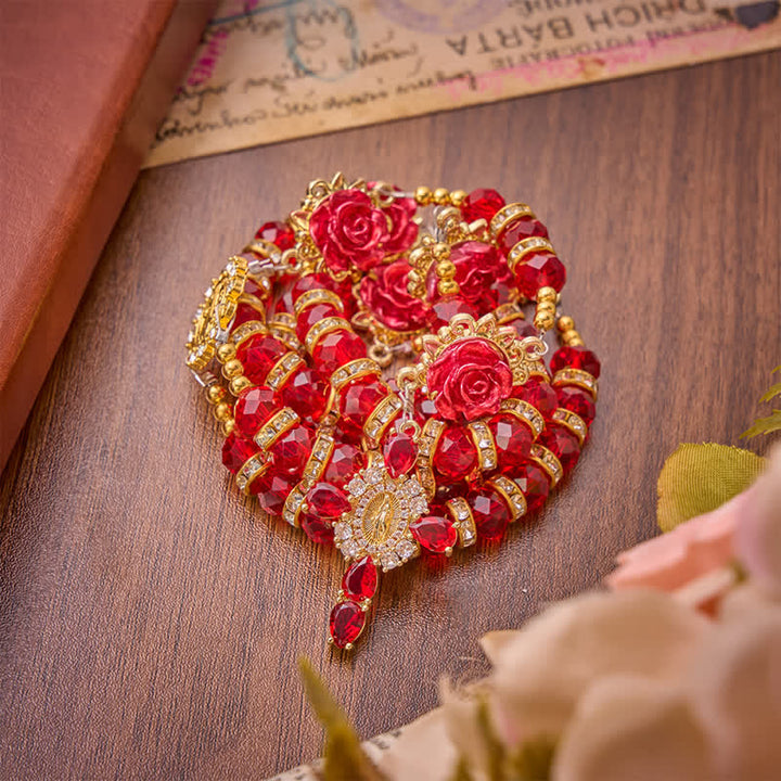 Christianartworkshop Crimson Red Rose St.Benedict Rosary: Emblem of Gentle Heavenly Grace - image 5