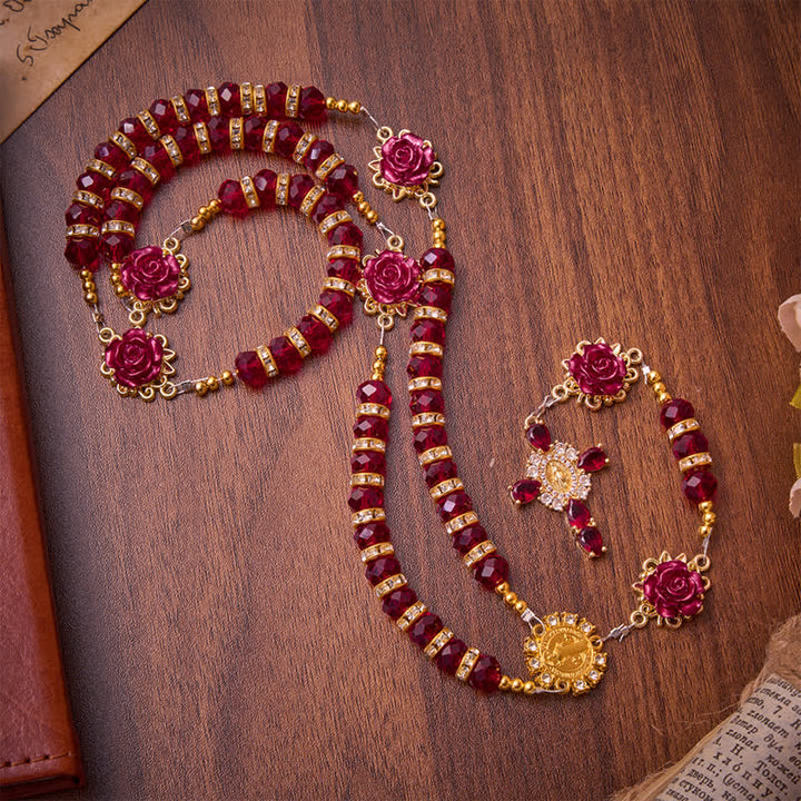 Christianartworkshop Crimson Red Rose St.Benedict Rosary: Emblem of Gentle Heavenly Grace - image 3