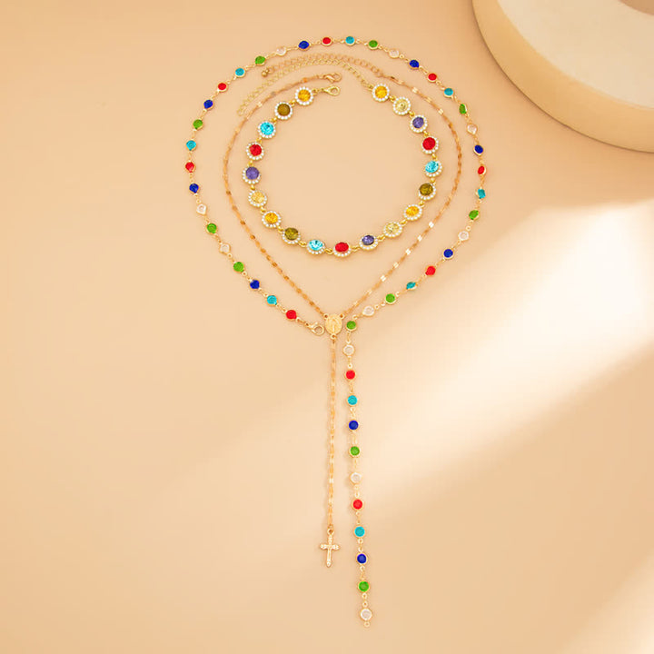 Christianartworkshop Elegant  Y-Shape Cross Layered Necklace: Symbol Of Calm Abiding Peace - image 3